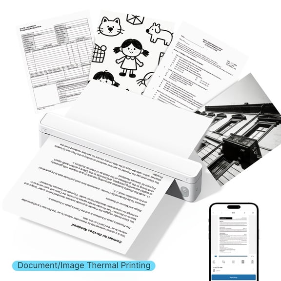 2026 New Upgraded Portable Wireless Inkless Thermal Printer, Supports US Letter & Legal Size, 10 Thermal Papers Included, Compatible with Android iOS for Travel