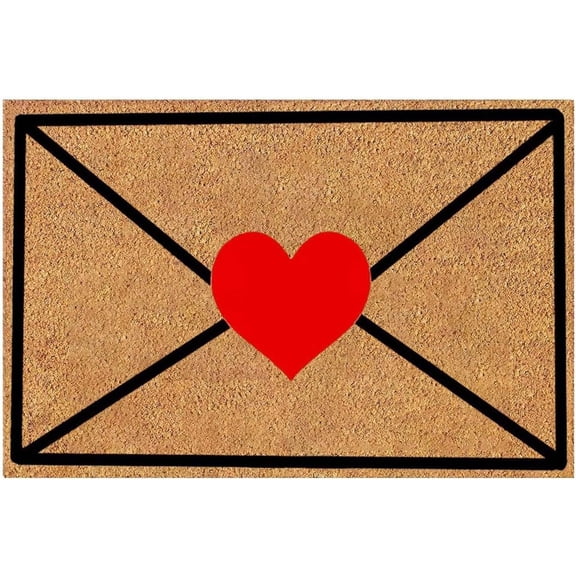 2026 New Valentine Rug Outdoor,Envelope Heart Artificial Coir Door Mat,Non-Slip Rubber Sole,Suitable For Indoor Outdoor Home Valentines Decor