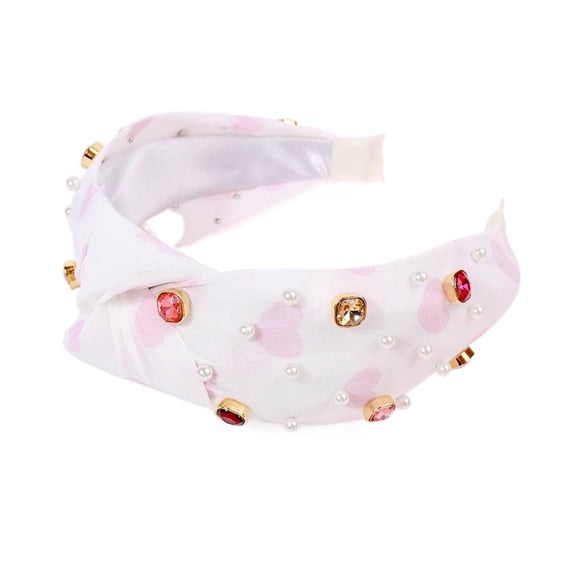 2026 New Valentine's Day Heart Headband with Colorful Rhinestones for Women, Colorful Knotted Heart Headband