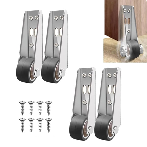 2026 New Vertical Track Roller Wheel,Heavy Duty Sliding Door Bottom Guide,Rubber Caster Design for Side and Vertical Mount Furniture Doors, Smooth Sliding Support (4 Pcs)