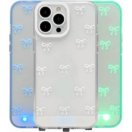 2026 New Vibrant LED Bowknot Light-Up Phone Case for iPhone – Multiple Colors & Flash Modes, Shock-Absorbent with Raised Bezel