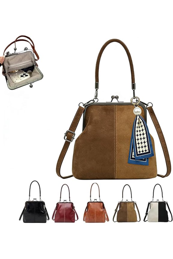 2026 New Vintage British Style Handbag, Retro Style Crossbody Bag, Women's Mini Kiss Lock Crossbody Bag for Women Girls