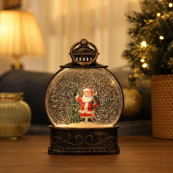 2026 New Vintage Christmas Glowing Snow Globes, Swirling Glitter Snowflake Globes with Warm Lighted Water Globe, Dreamy Decor for Home Office Shelf Indoor Ideal Gift for Womens