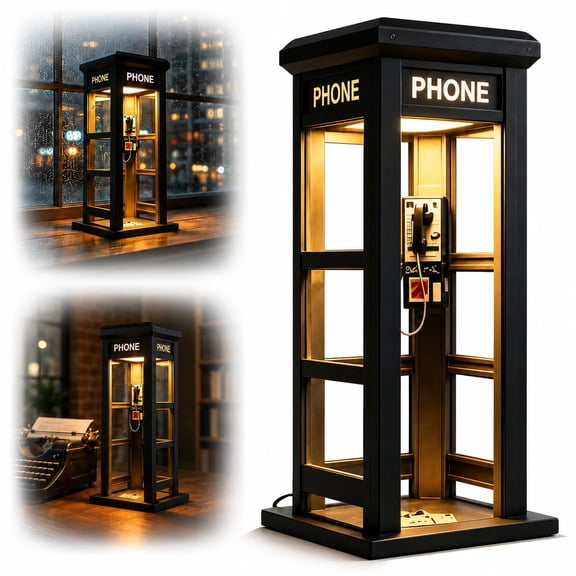 2026 New Vintage Phone Booth Ambient Lamp, Retro Tall Telephone Booth Table Lamp with Warm LED Light, Classic Mini Phonebooth Accent Light for Bedroom Home Office Study Bar Decor