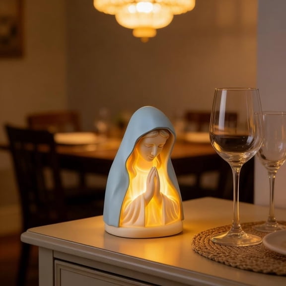 2026 New Virgin Mary Prayer Night Light – Catholic Devotional LED Table Lamp, Gentle Soft Glow for Altar & Home Use, Ideal Religious Decor for Bedroom, Living Room, Office 1PC