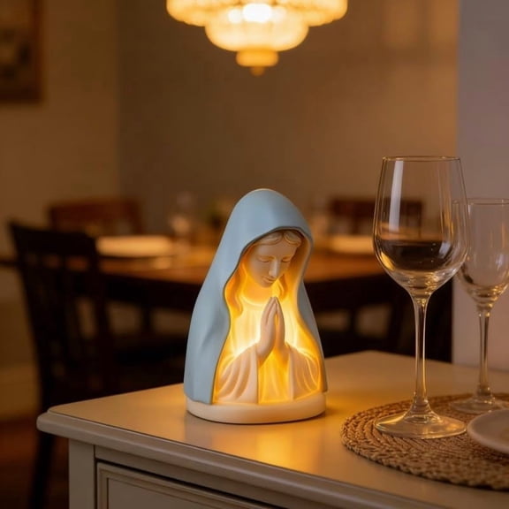 2026 New Virgin Mary Prayer Night Light Catholic Devotional LED Table Lamp, Gentle Soft Glow for Altar & Home Use, Ideal Religious Decor for Bedroom, Living Room, Office 1PC