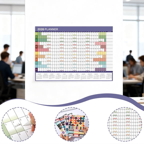 2026 New Wall-mounted Planner,Folded Large Paper Yearly Planner 12 Months, January to December 2026, Reversible Horizontal/Vertical School Office Business Year Calendar,21x29 In