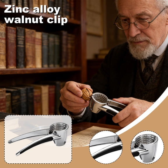 2026 New Walnut Clip Nutcracker Nut Cracker Machine Kitchen Gadget Heavy Duty Zinc Alloy Palm Nut Cracker Walnut Cracker Machine,Silver