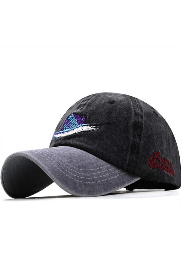 2026 New Washed Cotton Baseball Cap, Vintage Embroidered Shark Cap, Unisex Fishing Hat