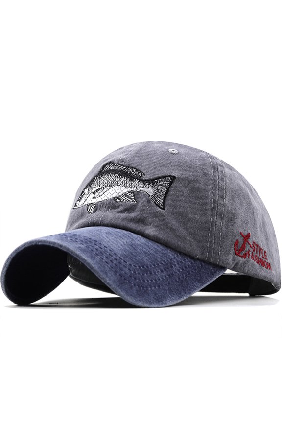 2026 New Washed Cotton Baseball Cap, Vintage Embroidered Shark Cap, Unisex Fishing Hat