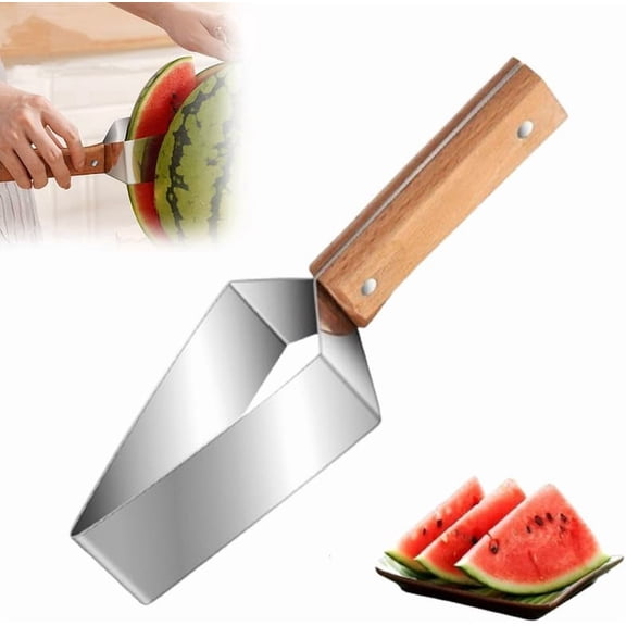 2026 New Watermelon Slicer, 304 Stainless Steel Manual Fruit Cutter, Multifunction Quick Cutting Gadget, Easy to Use & Clean, Ideal for Kitchen, Family Parties, Camping (1PCS, Silver)