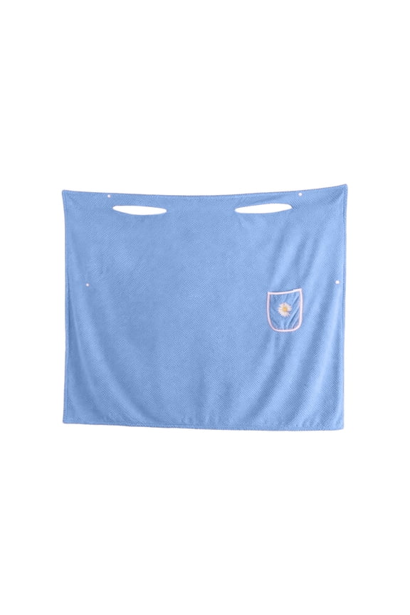 2026 New Wearable Bath Towel for Women Plus Size Towel Wrap, Bath Towels Wraps for Women After Shower with Pockets and Buttons Blue