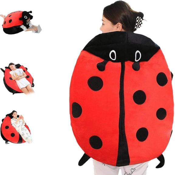 2026 New Wearable Ladybug Pillow,23.6/39.4 Cute Warm Removable Oversized Stuffed Wearable Pillow Ladybug,Soft & Breathable,Suitable for All Age Groups