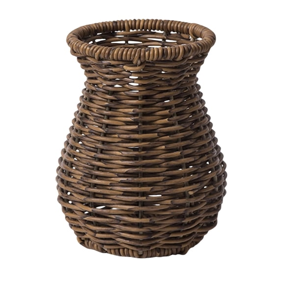 2026 New Wicker Vase Rattan Woven Flower Basket Autumn Rattan Art Vase Rustic Flower Vase Hand Woven Dried Flower Vase for Home Decoration (E)