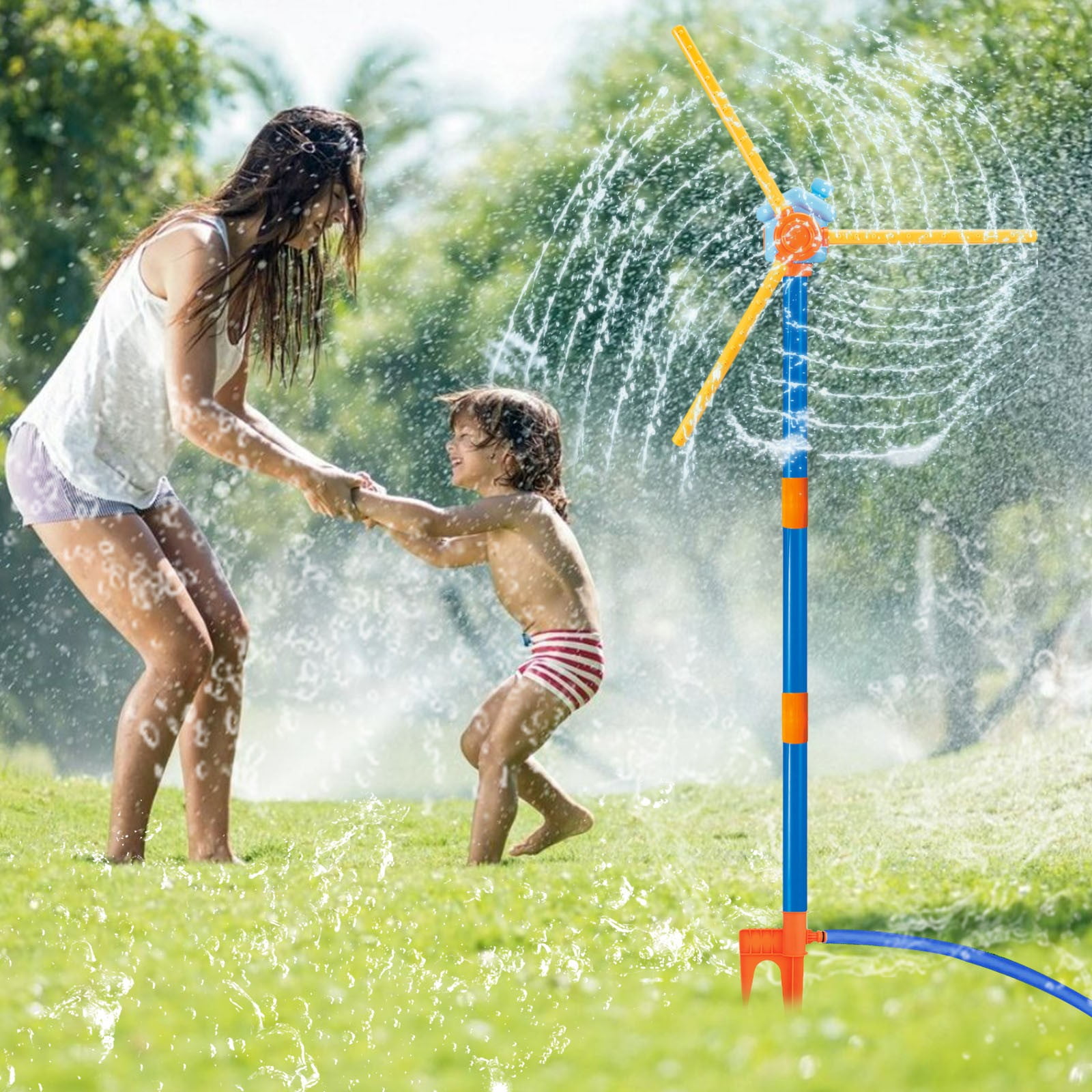 2026 New Windmill Sprinkler Water Toy for Kids, 2 in 1 Lawn Watering & Summer Splash Play Toy, 360° Rotating Outdoor Water Sprinkler for Backyard Yard, Fun for Kids & Family Pets