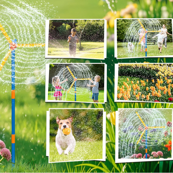 2026 New Windmill Sprinkler Water Toy for Kids, Outdoor Water Play Toy for Backyard, 360° Spinning Splash Sprinkler for Lawn Garden, Summer Fun for Kids, Dogs & Yard Watering