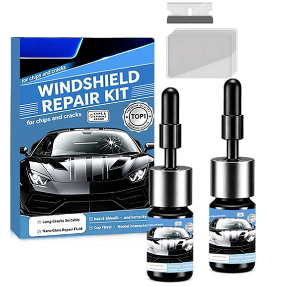 2026 New Windshield Crack Repair Kit, Universal Cracks Gone Glass Repair Kit, Car Windshield Crack Repair Fluid, Glass Repair Liquid for Cracks, Quick Fix Windshield & Glass Repair Tools,black