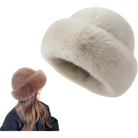 2026 New Winter Faux Fur Bucket Hats for Women Warm Faux Mink Plush Hat Fluffy Fisherman Fuzzy Bucket Hat for Outdoor