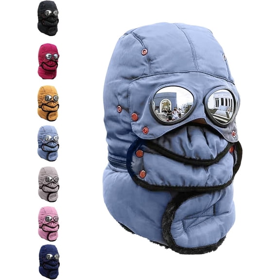 2026 New Winter Thermal Hat with Glasses,4 in 1 Windproof Warm,Hat Detachable Mask Neckband,for Skiing Cycling Hiking Outdoor