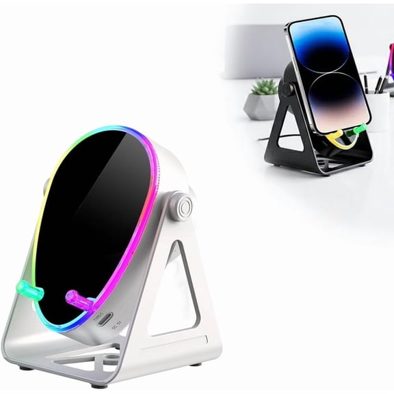 2026 New Wireless Induction Speaker 5-in-1 Bluetooth Speaker with Phone Stand, Stereo Sound, Rechargeable Speakers Amplifier with Rechargeable Colorful Light, Birthday Gifts (Black)