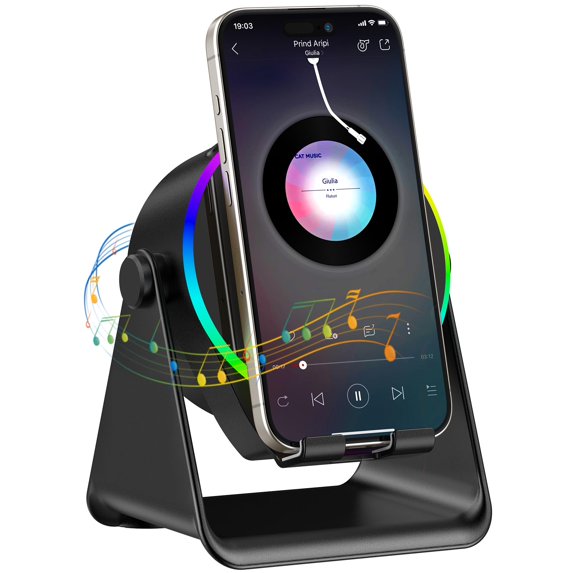 2026 New Wireless Smart Sensor Speaker with HD surround sound, built-in phone stand and RGB lights, compatible with iPhone, Android,iPad & Samsung devices, unisex, perfect Christmas gift for men and