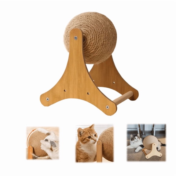 2026 New Wobble Ball Cat Scratcher, Cat Scratching Ball on Stand, 2-in-1 Interactive Cat Scratcher Board with 360° Rotating Sisal Ball & Arch Bridge, Protects Furniture & Rugs