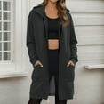 thumbnail image 1 of 2026 New Women Casual Zip Up Fleece Hoodies Long Knee Length Jacket Tunic Sweatshirt with Pockets, 1 of 6