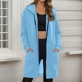 thumbnail image 1 of 2026 New Women Casual Zip Up Fleece Hoodies Long Knee Length Jacket Tunic Sweatshirt with Pockets, 1 of 6