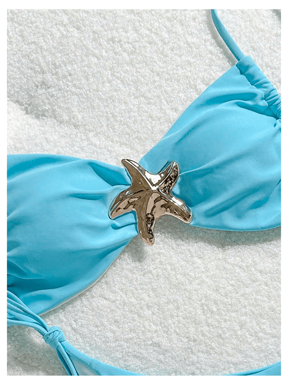 2026 New Women's 2 Piece Halter Bikini Sets Sexy Starfish Brazilian Metal Swimsuit