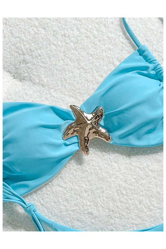 2026 New Women's 2 Piece Halter Bikini Sets Sexy Starfish Brazilian Metal Swimsuit