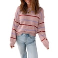 thumbnail image 1 of 2026 New Women's Casual Colorful Striped Pullover Long-Sleeved Loose Sweater, 1 of 4