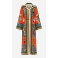 thumbnail image 1 of 2026 New Women's Cotton-Linen Printed Long Dress with Suit Collar, 1 of 6