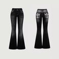 thumbnail image 1 of 2026 New Women's Dark Wash Cross Embroidery Back Pocket High Waist Flare Denim Jeans Vintage Western Bootcut Pants, 1 of 6
