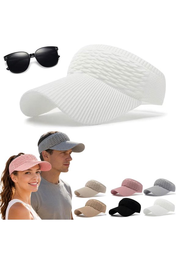 2026 New Women's High Ponytail Sun Visor Hat Knitted Breathable Wide Brim UV Protection Cap for Running Hiking Beach