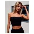 thumbnail image 1 of 2026 New Women's High Waisted Bandeau Bikini 2-Piece Set, Textured Fabric Seamless Minimalist Swimsuit, Tummy Control Slimming Bathing Suit for Beach Vacation Pool, S-XL, 1 of 5
