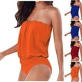 thumbnail image 1 of 2026 New Women's One Piece Swimsuits Tummy Control -Slimming Bathing Suit Neon 1 Piece Beach Outfit Sexy Sport Swim Suits, Fashion Women Tube Top Off Shoulder Bikini Sexy Swimsuit (Orange, Large), 1 of 6