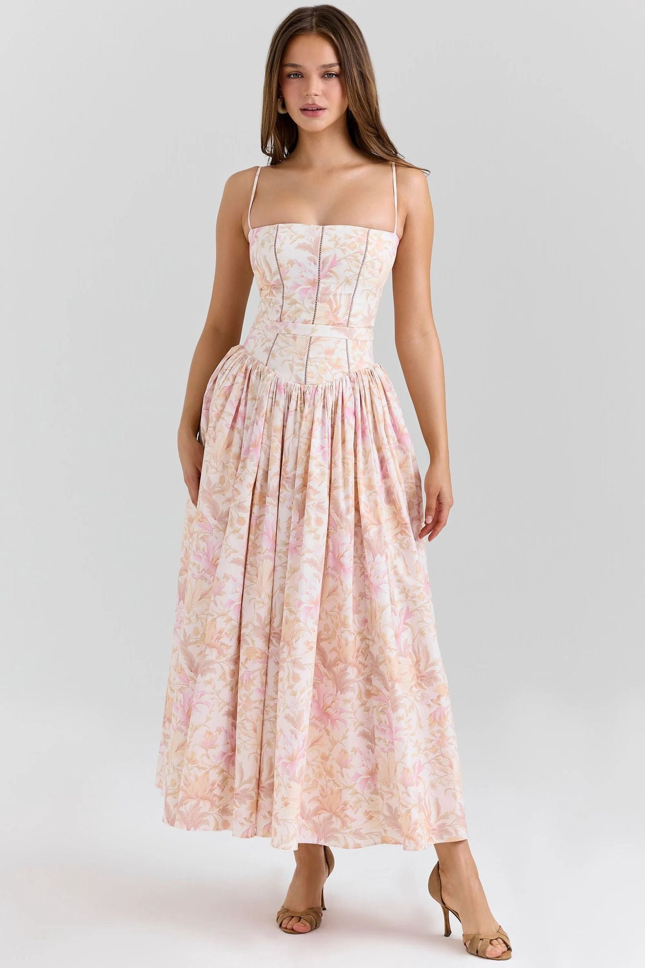 elegant cottagecore dresses Floral Linen Cotton Maxi Dress with Elegant Cottagecore Style