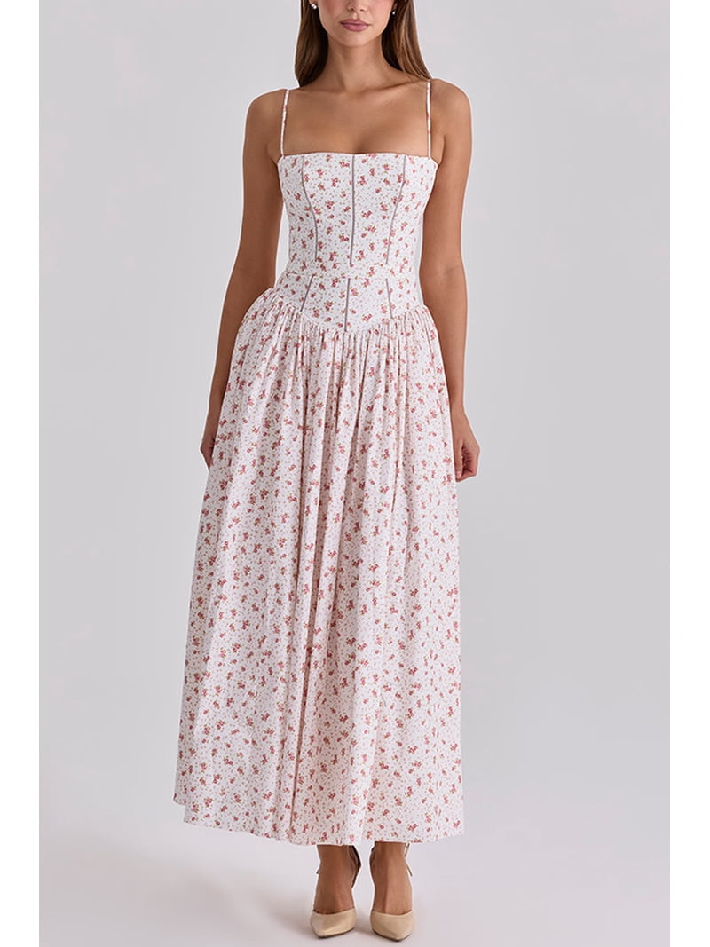 ditsy floral corset dress 2026 New Women's Pink Spaghetti Strap Midi Elegant Cottagecore Party Dress 18th century 43XL US MARINE DRESS Size:Sur mesure 160×91cm making it the ultimate YGroup_9679