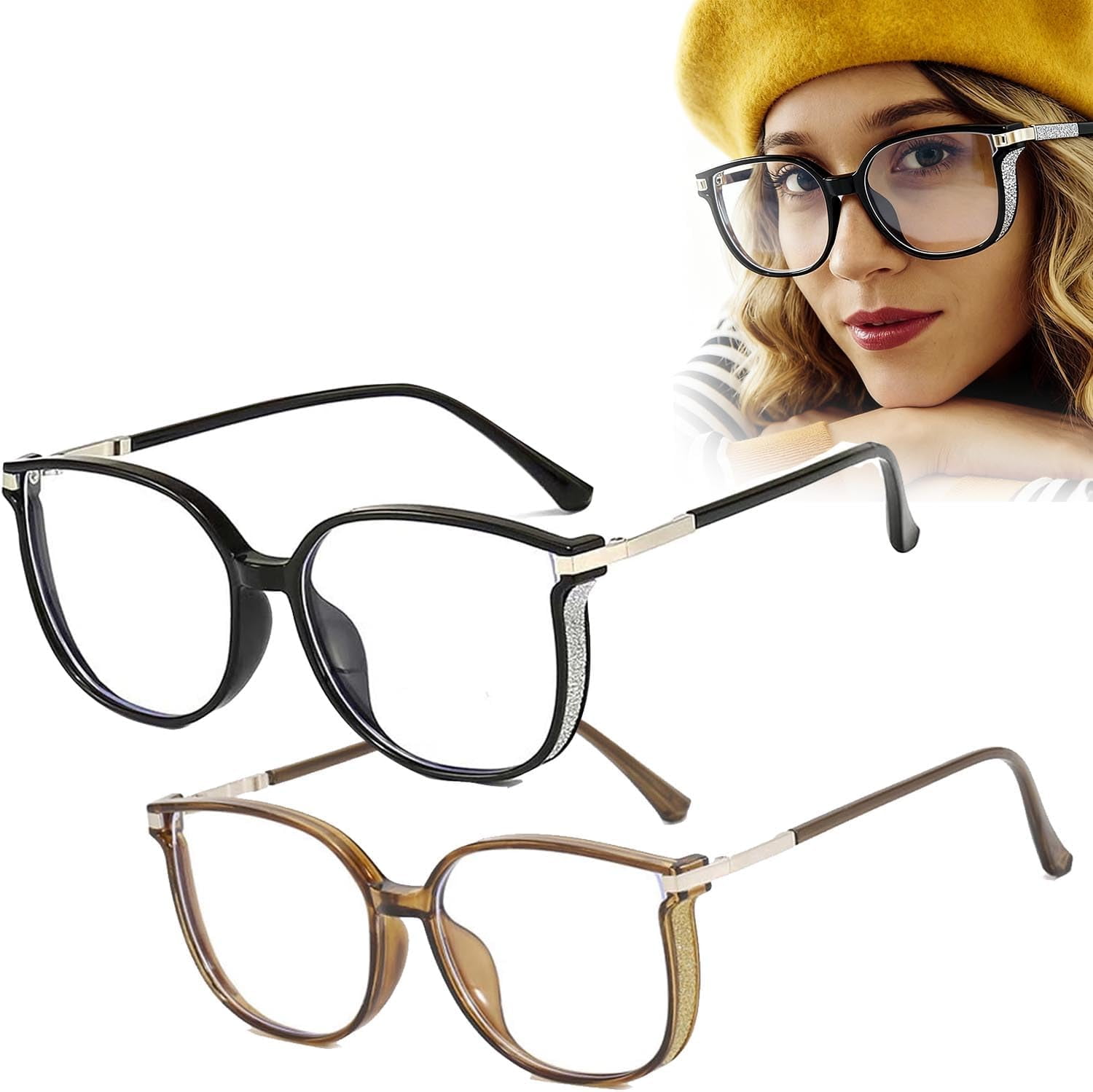 2026 New Women's Portable Fashion Anti-blue Light Reading Glasses,with Sparkling Bling Diamonds