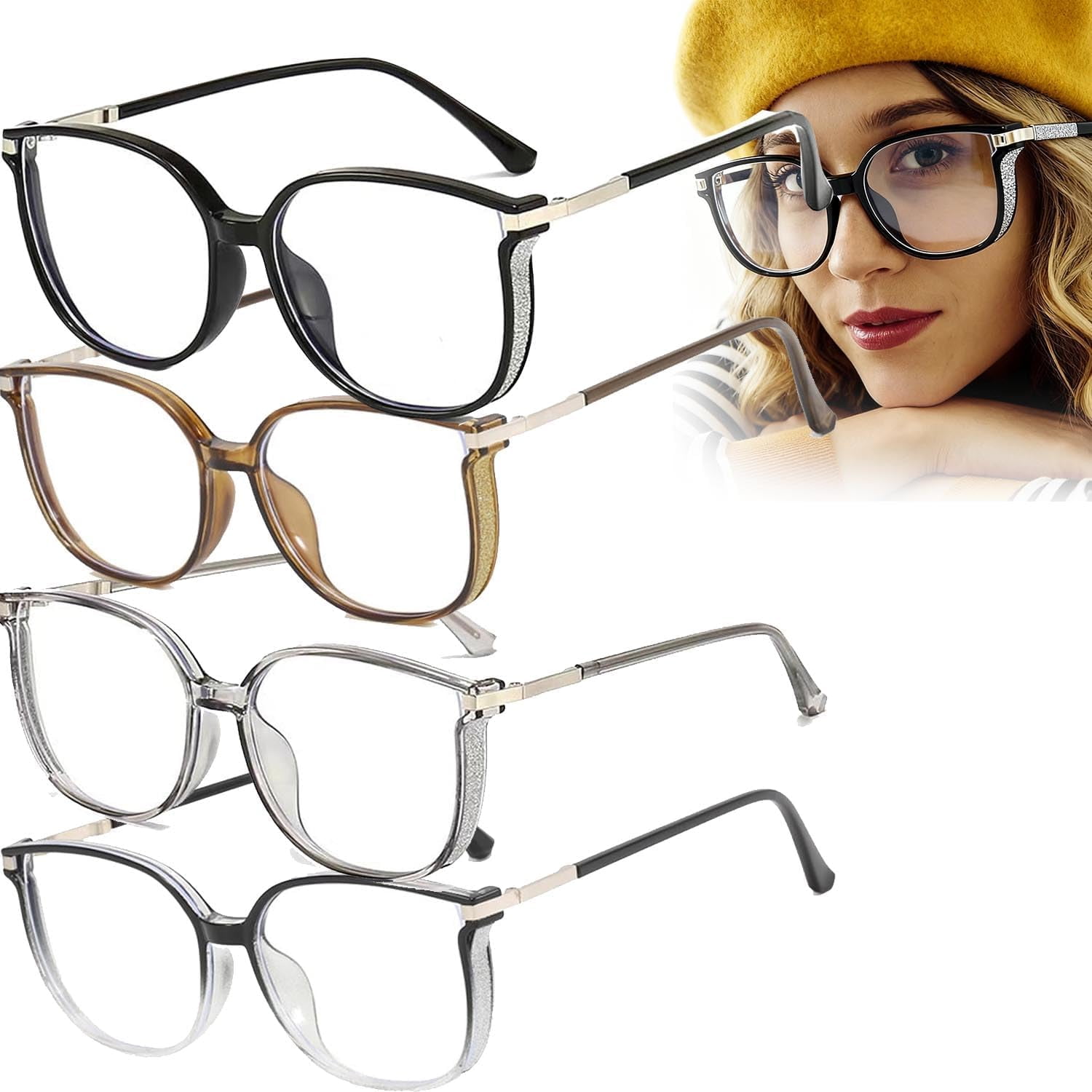 2026 New Women's Portable Fashion Anti-blue Light Reading Glasses,with Sparkling Bling Diamonds