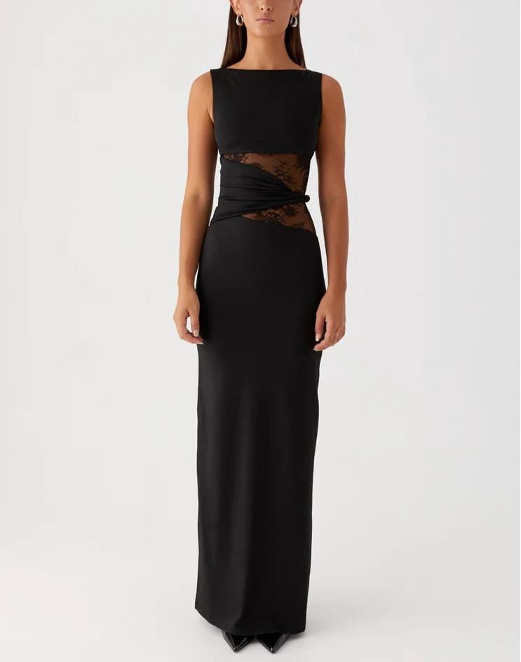 mesh twist maxi dress Beth Blue Mesh Drape Twist Maxi Dress