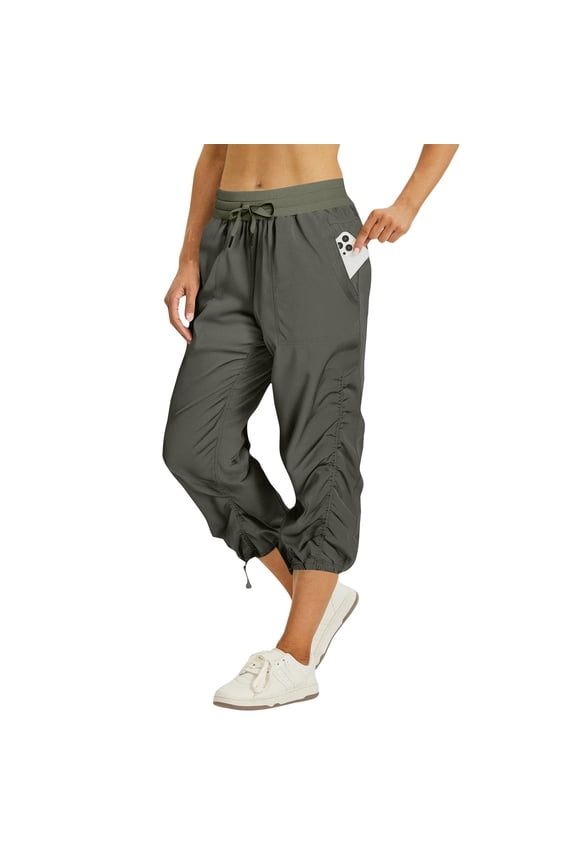2026 New Womens Lightweight Hiking Capri Pants, Quick Dry Workout Cargo Capris Water Resistant UPF 50+ Zipped Pockets