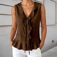 thumbnail image 1 of 2026 New Womens Sleeveless Sweater Vest Ruffle Button Down Knit Tank Top Summer Trendy Going Out Vest Tops(Coffee,L), 1 of 3
