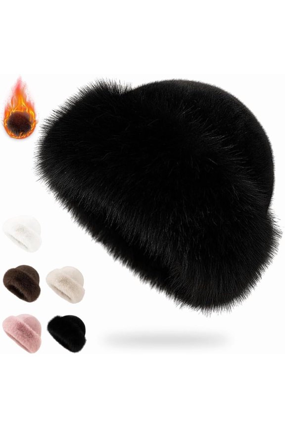 2026 New Womens Winter Faux Fur Bucket Hat, Fluffy Wide Brim Fisherman Cap, Warm & Cute Plush Snow Hat