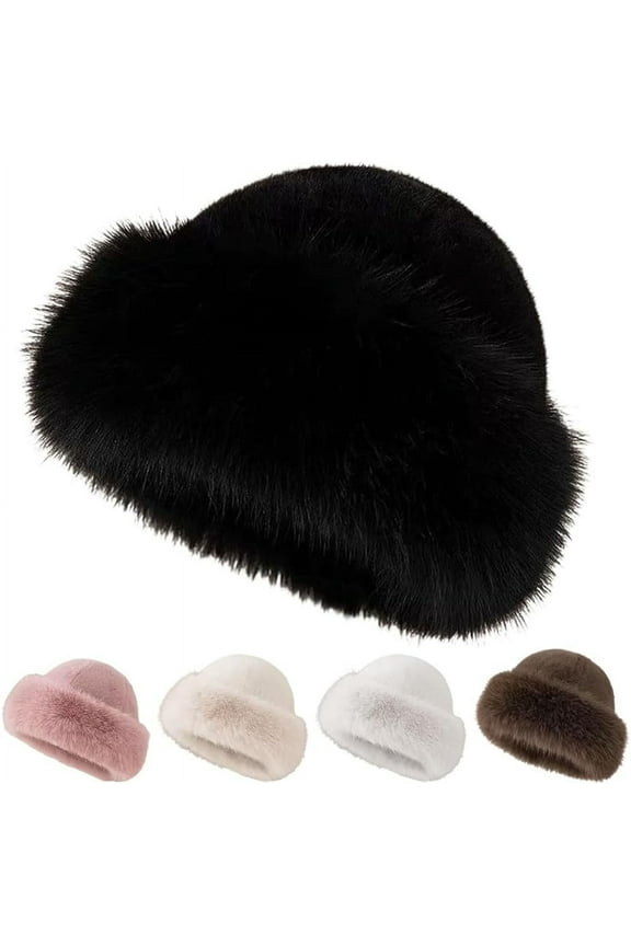2026 New Womens Winter Faux Fur Bucket Hat,Fuzzy Bucket Hat,Fluffy Fisherman Fuzzy Bucket Hat,Warm Faux Mink Plush Hat