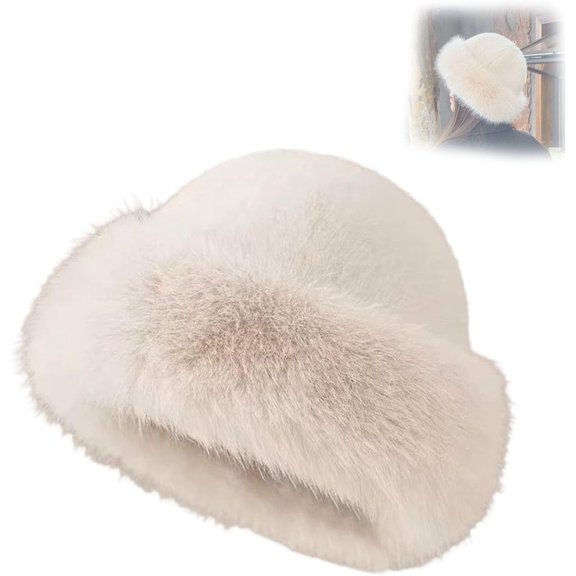 2026 New Womens Winter Faux Fur Bucket Hat,Warm and soft Mongolian fleece hat, solid color faux fur hat, a great gift for your girlfriend