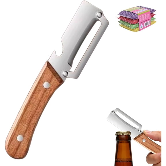 2026 New Wooden Peeler for Kitchen Tool, Upgrade Premium 2-in-1 Multifunctional Fruit Vegetable Peeler with Bottle Opener, For Vegetables or Fruits That Need to Be Peeled (1pcs)