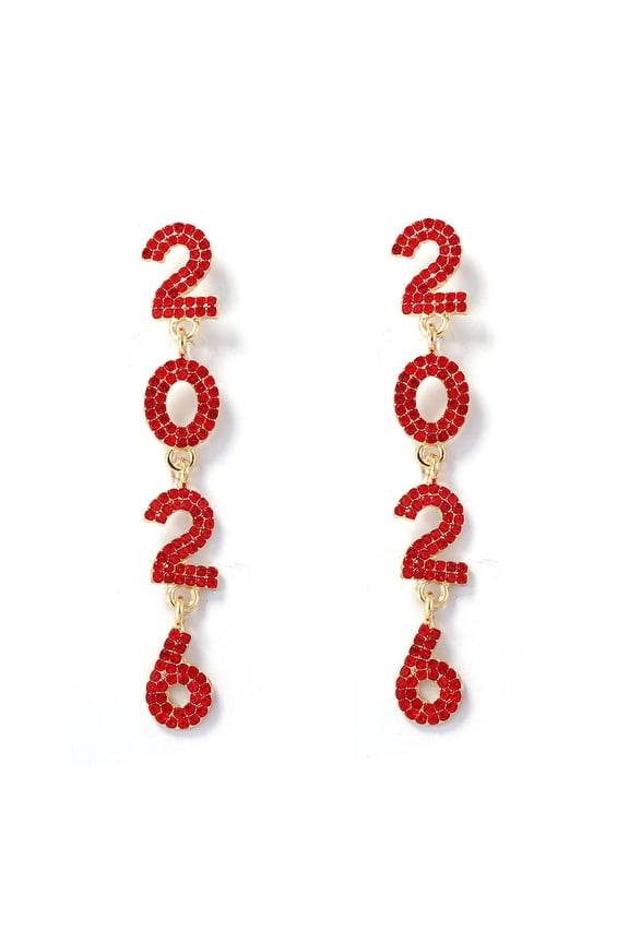 2026 New Year Digital Earrings Fashion Elegant Stars Geometric Earrings New Year Party Jewelry Birthday Anniversary Gifts