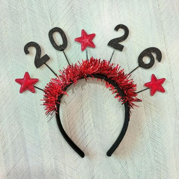 2026 New Year Glitter Headband - Star & Ribbon Hair Accessory for Women & Girls