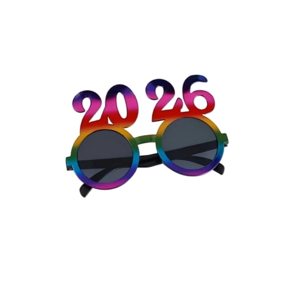 2026 New Year Number Glasses Funny Round Frame Sunglasses for Holiday Party Photo Prop Ciozy